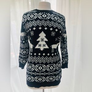Black and White Christmas Sweater with Reindeer